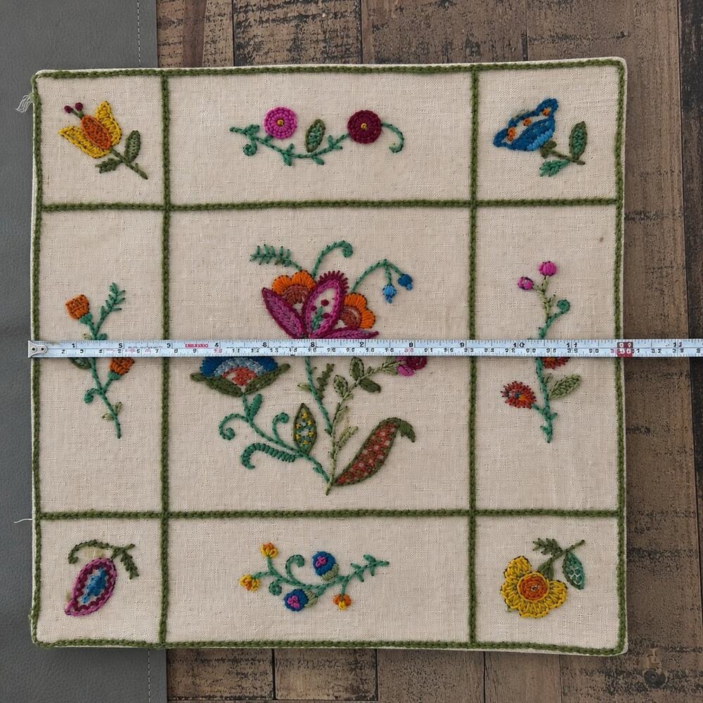 Vintage Hand Embroidered Folk Art Textile Wall Hanging - Picture 4 of 6